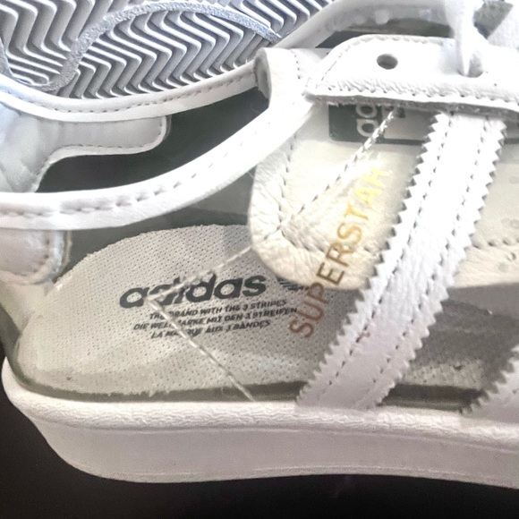Adidas Women's Clear and White Superstar Sneakers Women9.5 Men8 - Picture 3 of 11